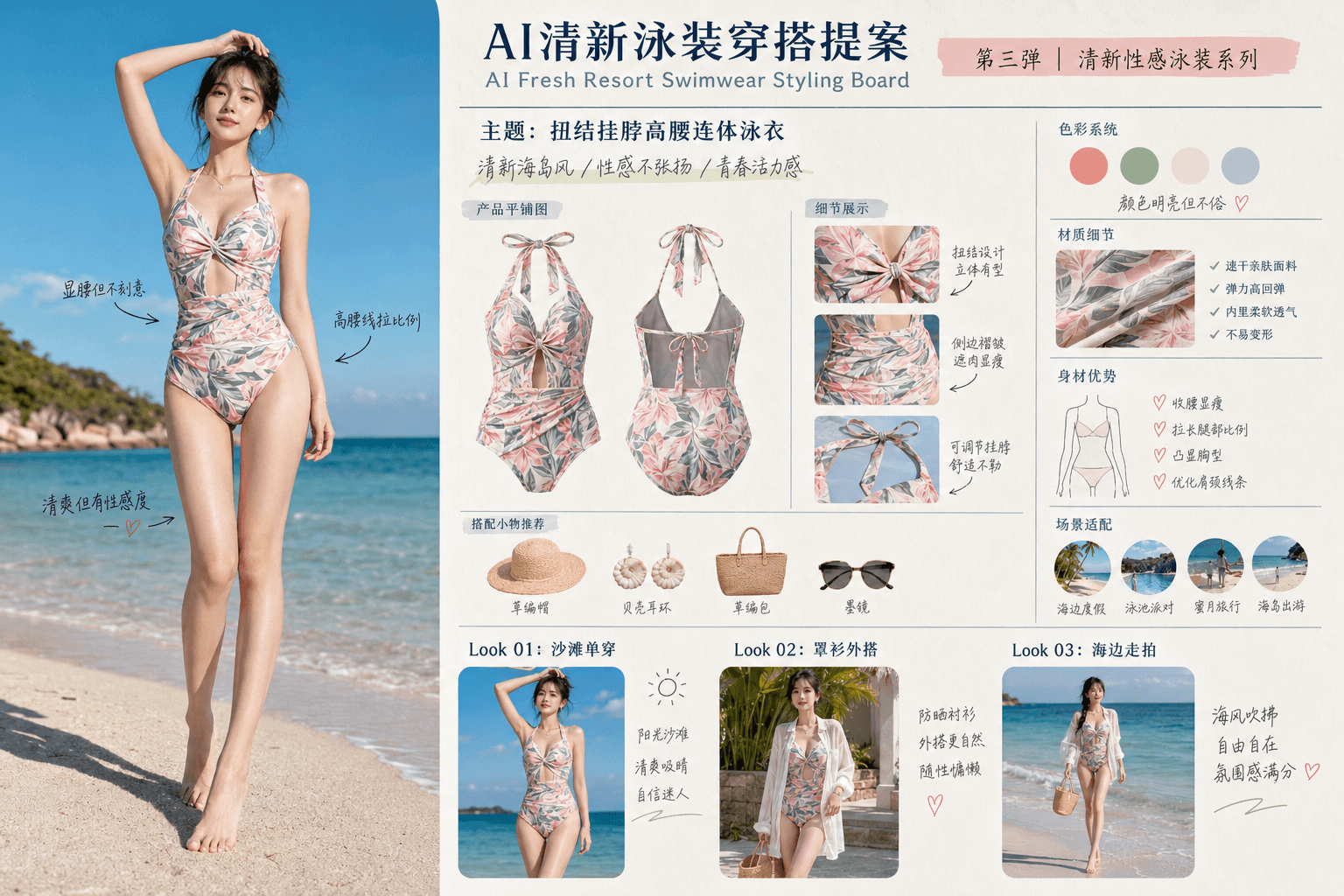 AI清新泳装穿搭提案