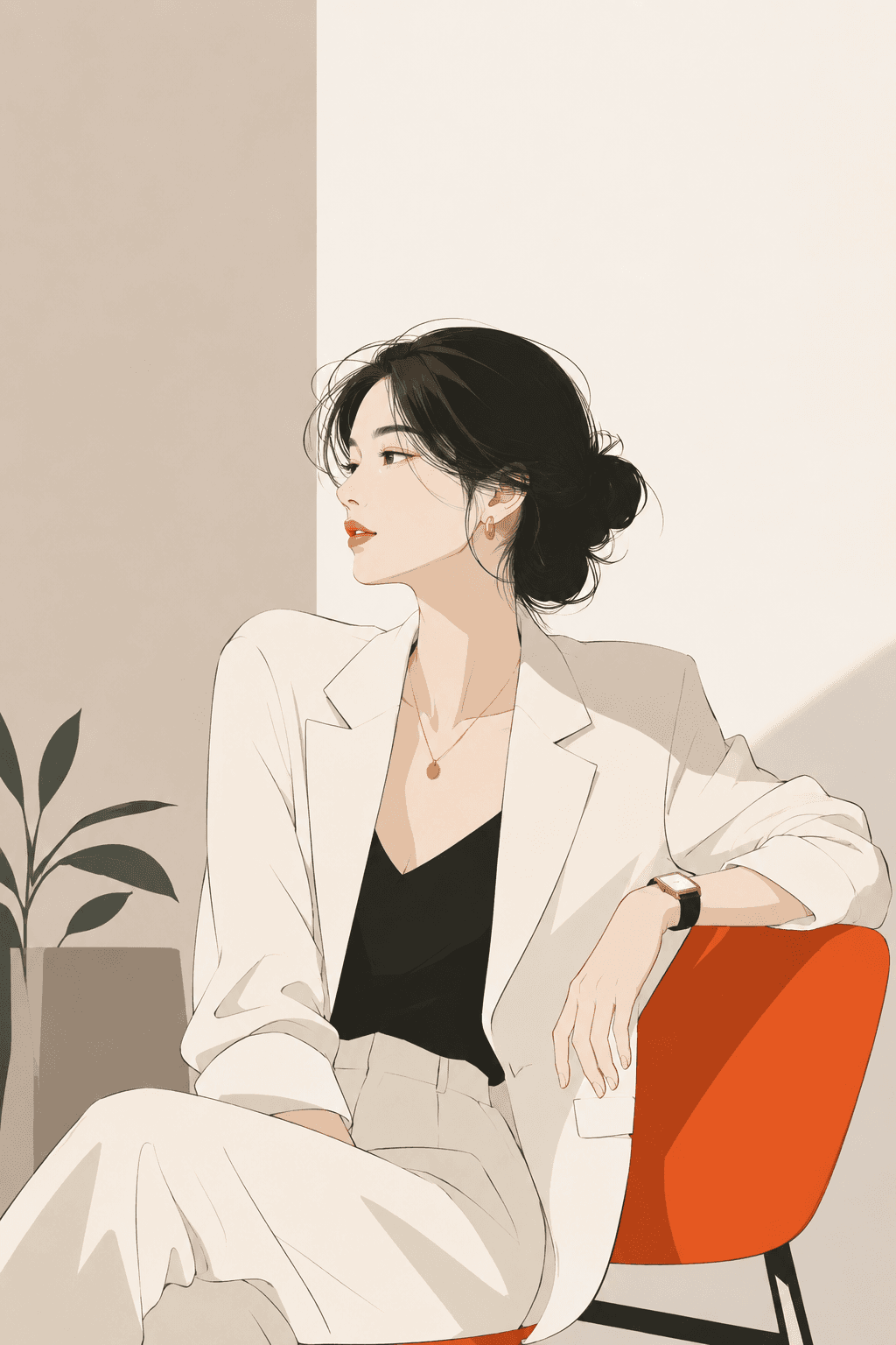 极简主义现代杂志插画